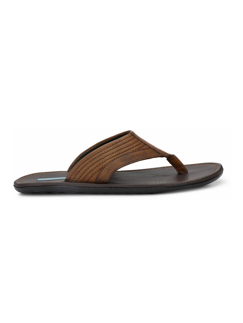 brown leatherette toe separator slippers - 16672850 - Zoom Image - 3
