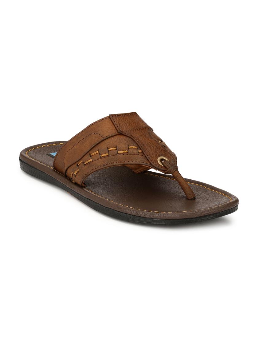 brown leatherette toe separator slippers - 16672851 - Zoom Image - 1