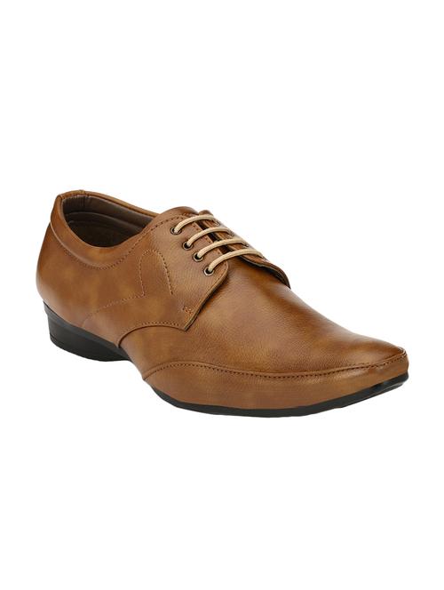 tan leather lace-up derbys - 16672897 - Standard Image - 1