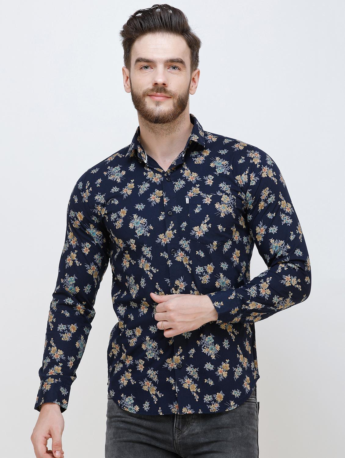 navy blue floral printed casual shirt - 16673012 - Zoom Image - 1