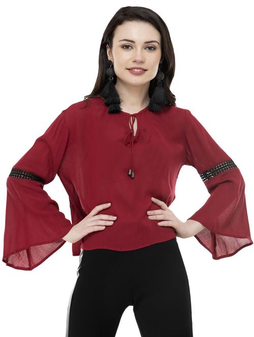 bell sleeved lace insert top - 16673180 - Very Small Image - 1