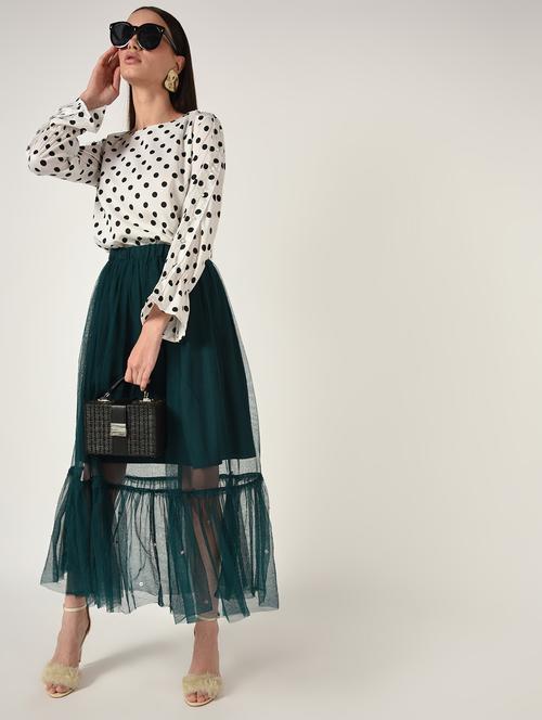 flute sleeved embellished polka dots top - 16673422 - Standard Image - 1