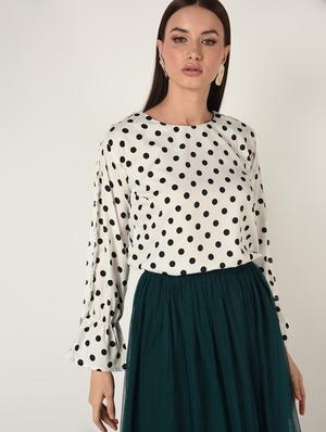 flute sleeved embellished polka dots top - 16673422 - Standard Image - 2