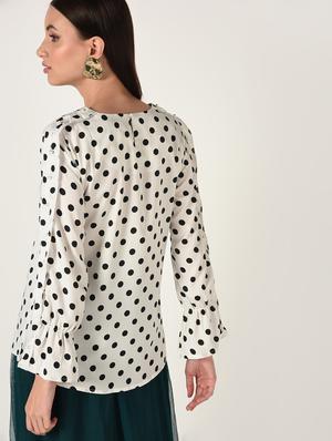 flute sleeved embellished polka dots top - 16673422 - Standard Image - 4