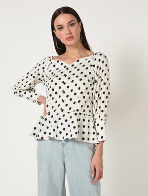 sweetheart neck polka dots top - 16673424 - Standard Image - 2