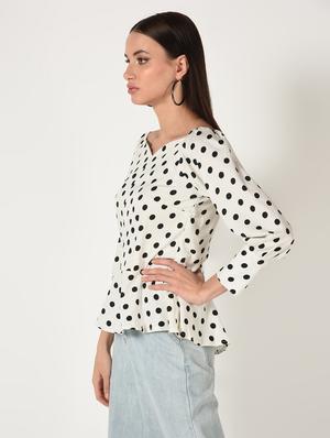 sweetheart neck polka dots top - 16673424 - Standard Image - 3