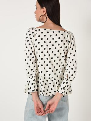 sweetheart neck polka dots top - 16673424 - Standard Image - 4