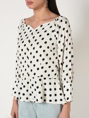 sweetheart neck polka dots top - 16673424 - Standard Image - 5