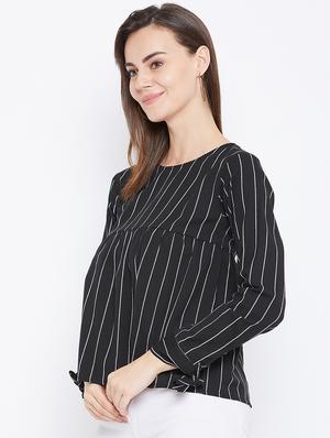 side tie up sleeved striped top - 16673571 - Standard Image - 2
