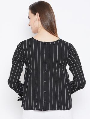 side tie up sleeved striped top - 16673571 - Standard Image - 3