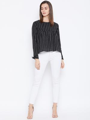 side tie up sleeved striped top - 16673571 - Standard Image - 4