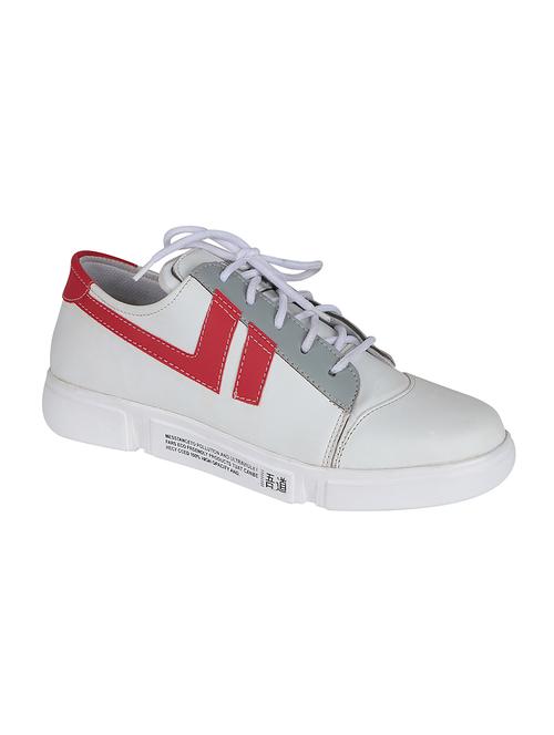 white leatherette lace up sneakers - 16673585 - Standard Image - 1