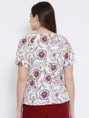 v neck button detail floral top - 16673788 - Standard Image - 3