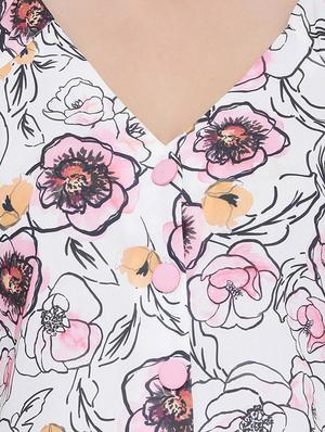 v neck button detail floral top - 16673788 - Standard Image - 5