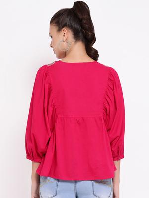 v neck embroidered top - 16673792 - Standard Image - 3