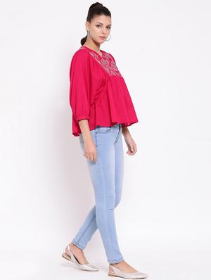 v neck embroidered top - 16673792 - Standard Image - 4