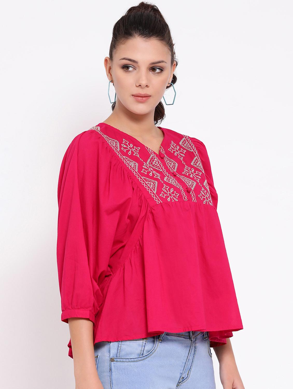 v neck embroidered top - 16673792 - Zoom Image - 2