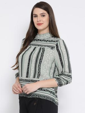 mock neck frill detail floral top - 16673801 - Standard Image - 2