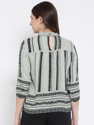 mock neck frill detail floral top - 16673801 - Standard Image - 3