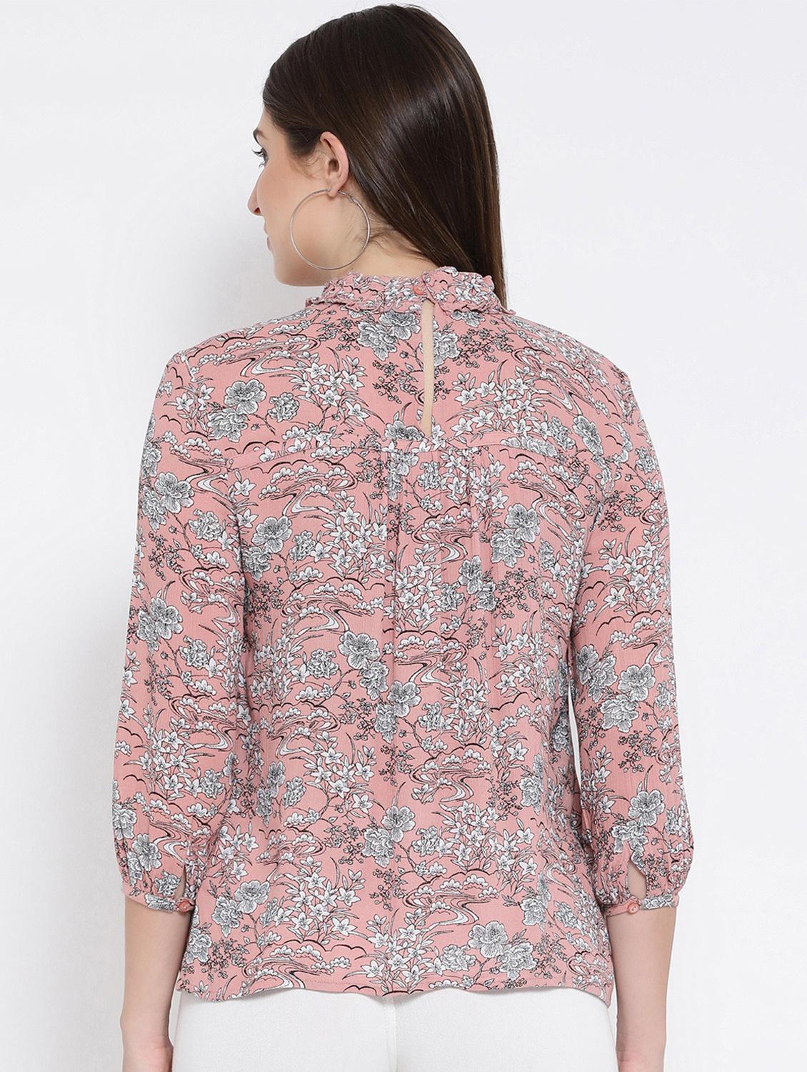 mock neck floral top - 16673803 - Zoom Image - 3