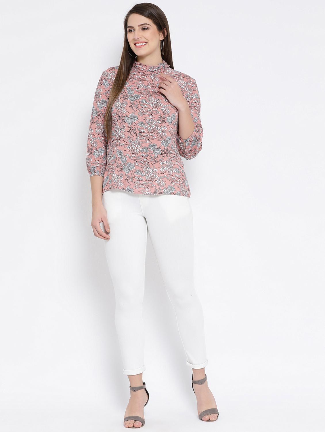 mock neck floral top - 16673803 - Zoom Image - 4
