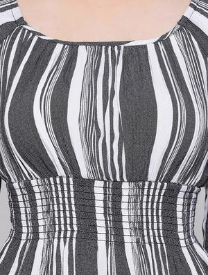 round neck smocked bishop sleeved top - 16673810 - Standard Image - 5