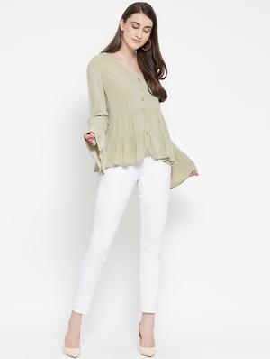 v neck bell sleeved top - 16673813 - Standard Image - 4
