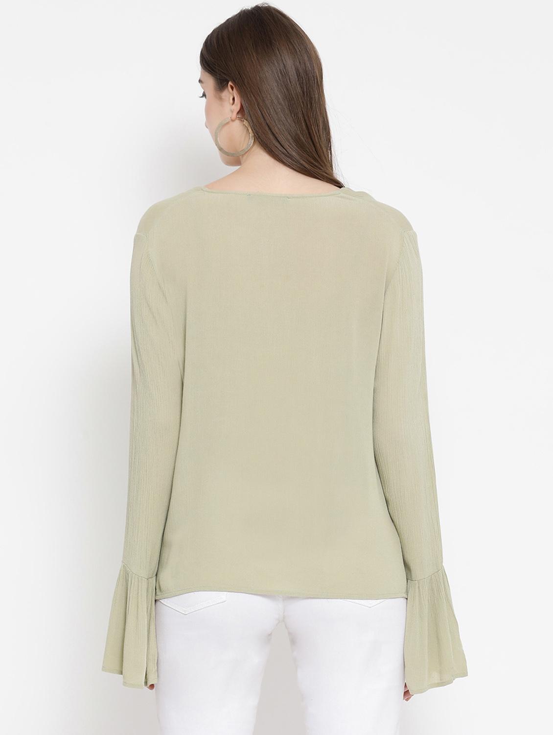 v neck bell sleeved top - 16673813 - Zoom Image - 3
