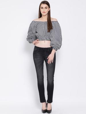off shoulder gingham top - 16673814 - Standard Image - 4