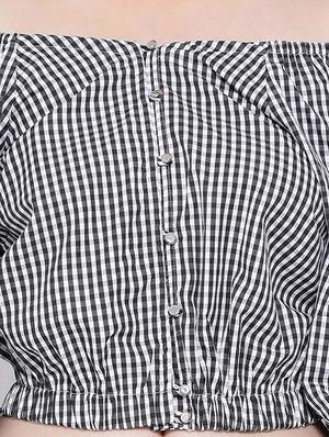off shoulder gingham top - 16673814 - Standard Image - 5