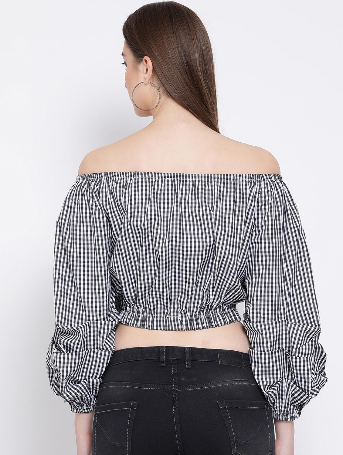 off shoulder gingham top - 16673814 - Zoom Image - 3