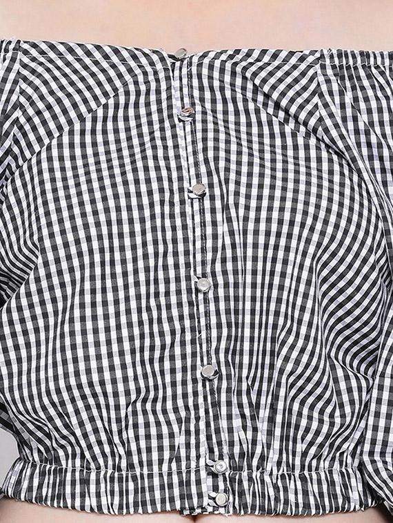 off shoulder gingham top - 16673814 - Zoom Image - 5