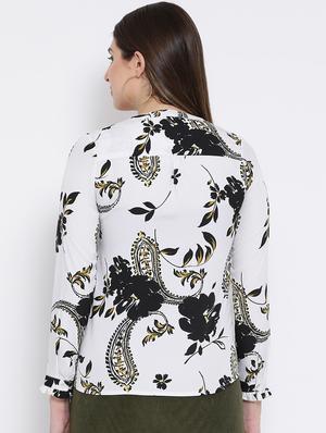 mandarin neck frill detail paisley top - 16673819 - Standard Image - 3