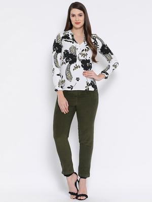 mandarin neck frill detail paisley top - 16673819 - Standard Image - 4