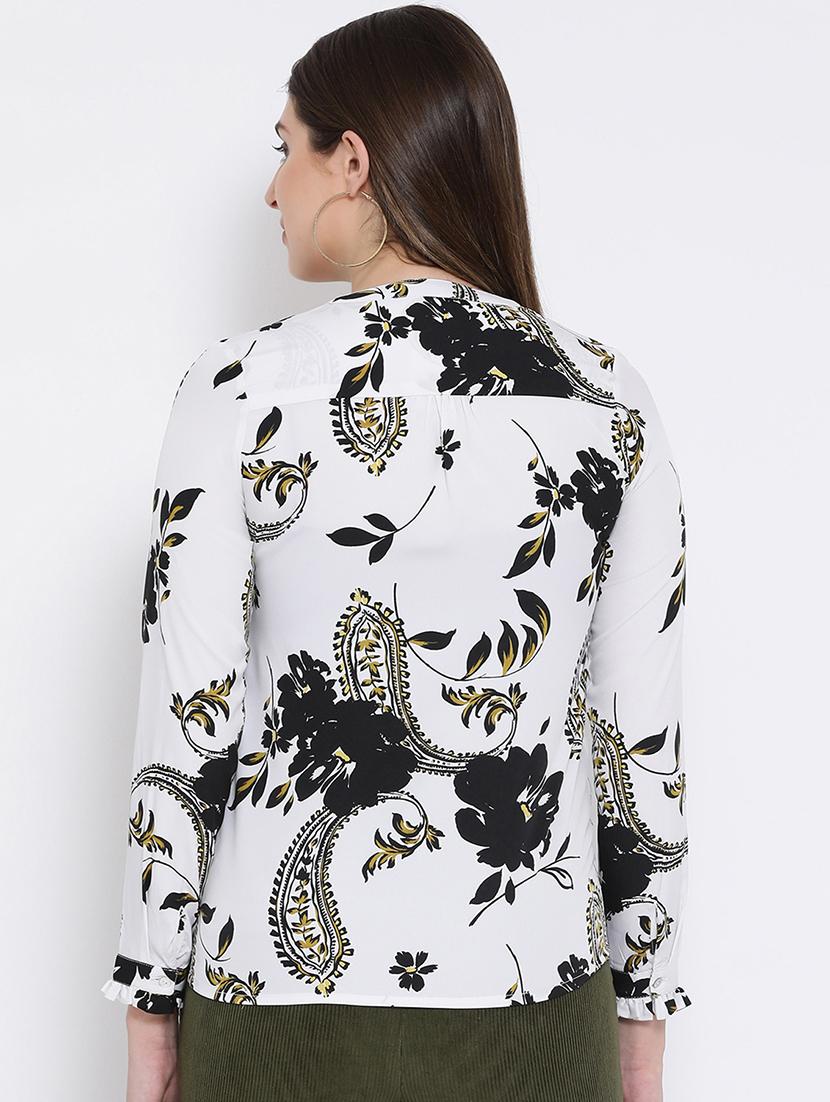 mandarin neck frill detail paisley top - 16673819 - Zoom Image - 3