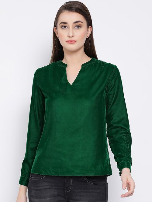 mandarin neck long sleeved top - 16673822 - Standard Image - 1