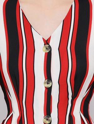 button detail side tie up striped top - 16673825 - Standard Image - 5
