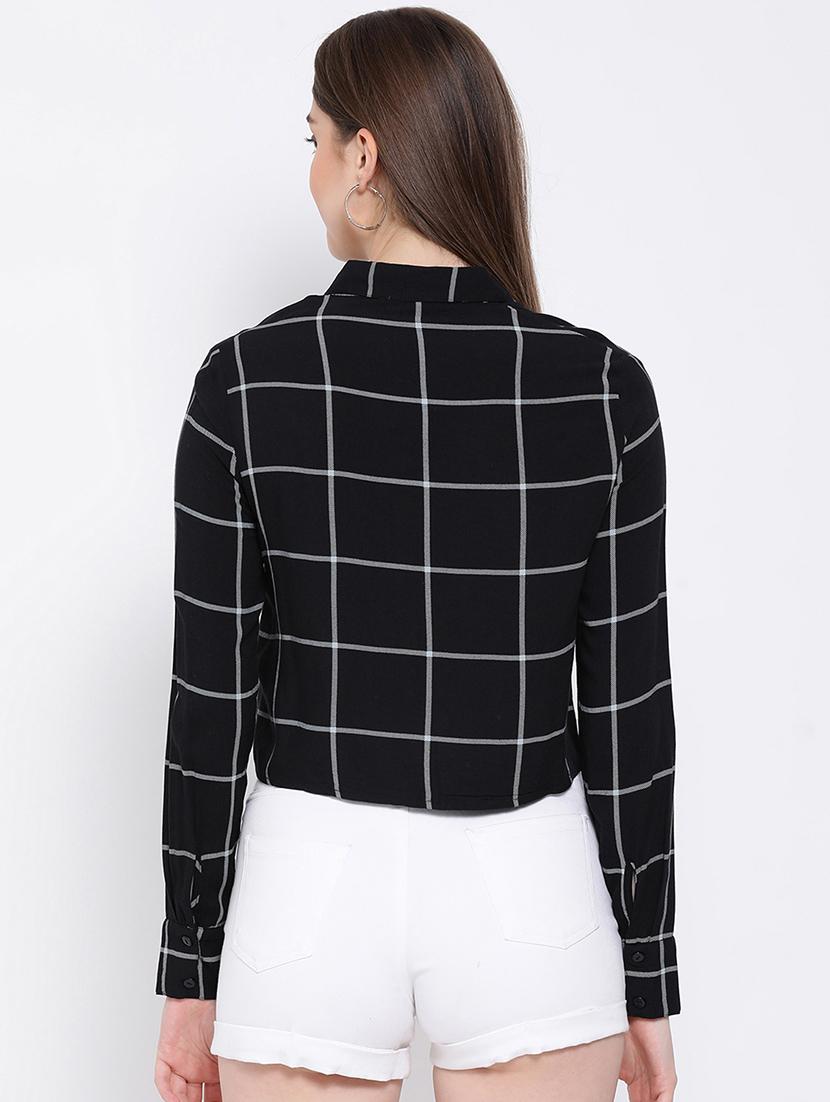 knotted hem checekered shirt - 16673838 - Zoom Image - 3