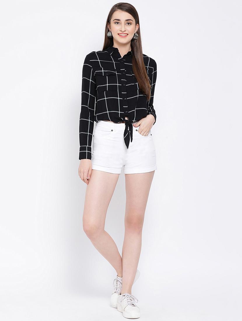 knotted hem checekered shirt - 16673838 - Zoom Image - 4