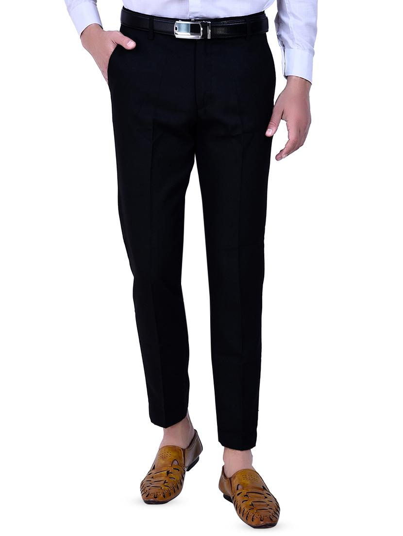 black solid flat front formal trouser - 16673847 - Zoom Image - 1