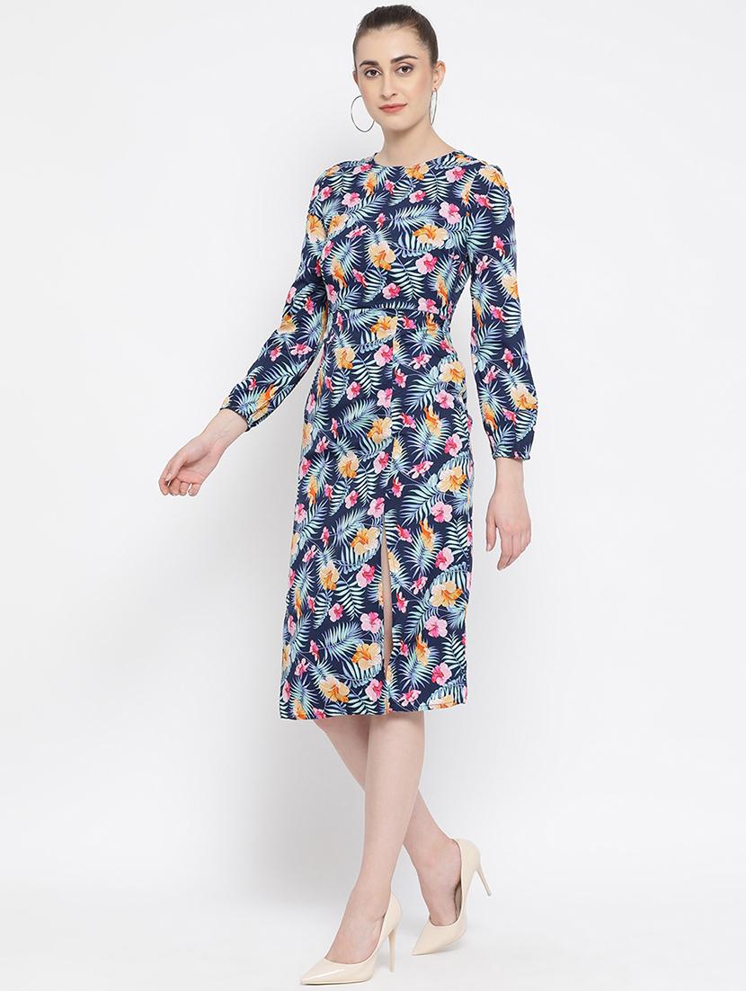 mandarin neck high slit a-line dress - 16673857 - Zoom Image - 2
