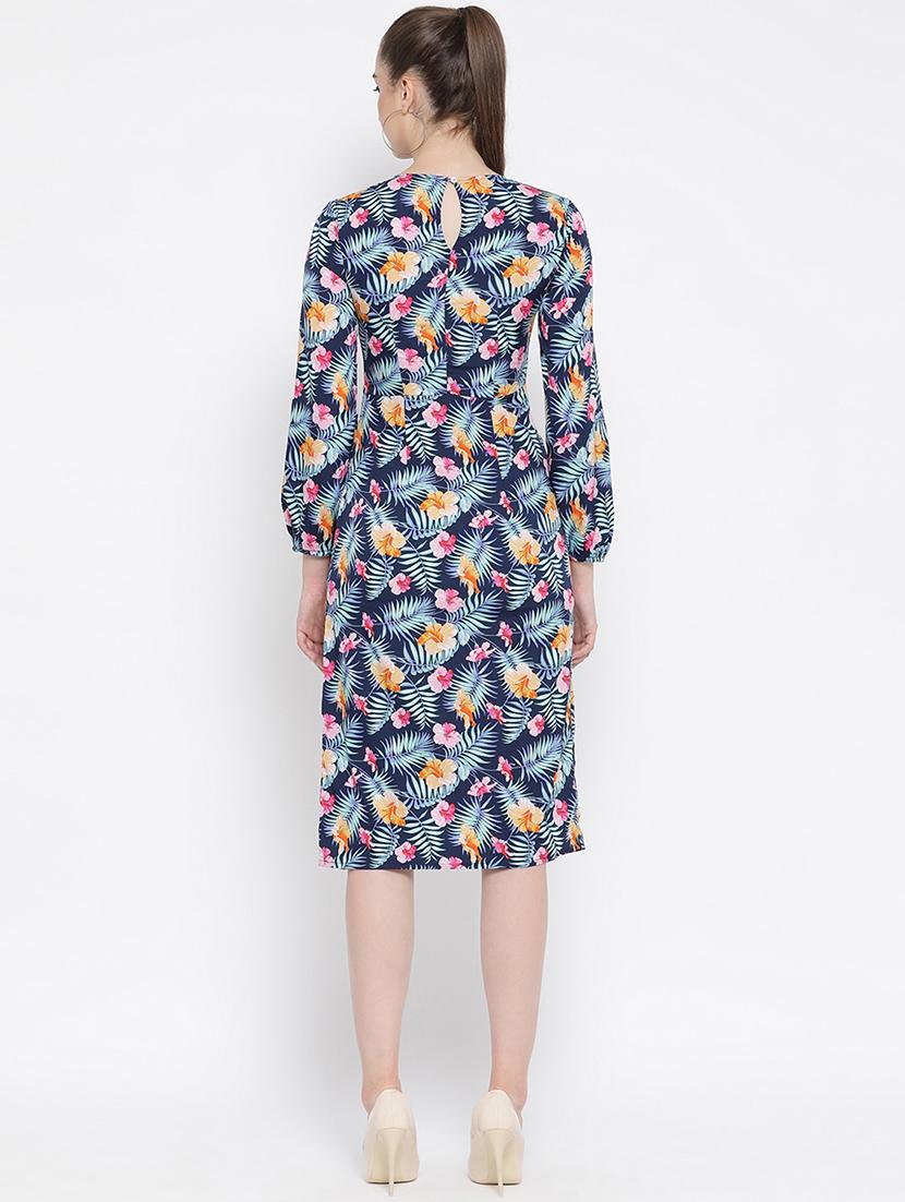 mandarin neck high slit a-line dress - 16673857 - Zoom Image - 3