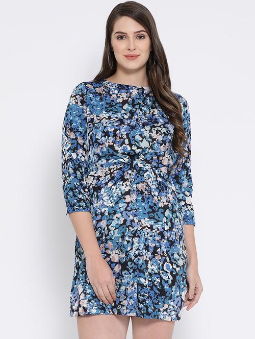 round neck tuck detail floral dress - 16673858 - Standard Image - 1