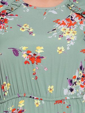 round neck frill trim floral a-line dress - 16673859 - Standard Image - 5
