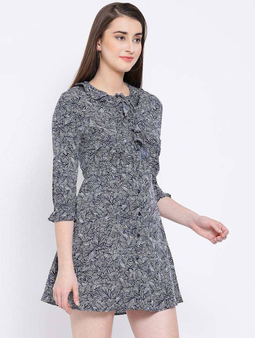 round neck frill detail a-line dress - 16673865 - Zoom Image - 2