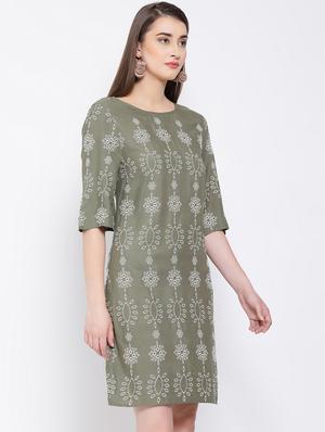 round neck embroidered sheath dress - 16673870 - Standard Image - 2