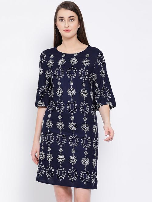 round neck embroidered sheath dress - 16673871 - Standard Image - 1
