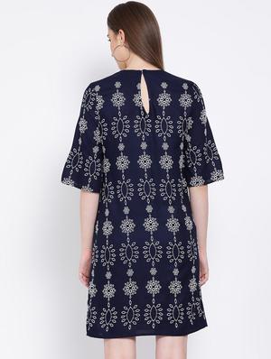 round neck embroidered sheath dress - 16673871 - Standard Image - 3