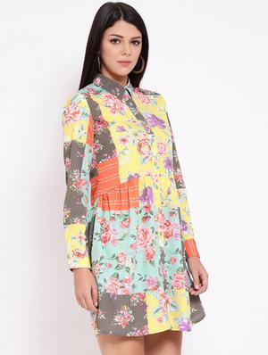 long sleeved floral a-line dress - 16673872 - Standard Image - 2