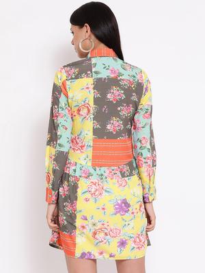 long sleeved floral a-line dress - 16673872 - Standard Image - 3